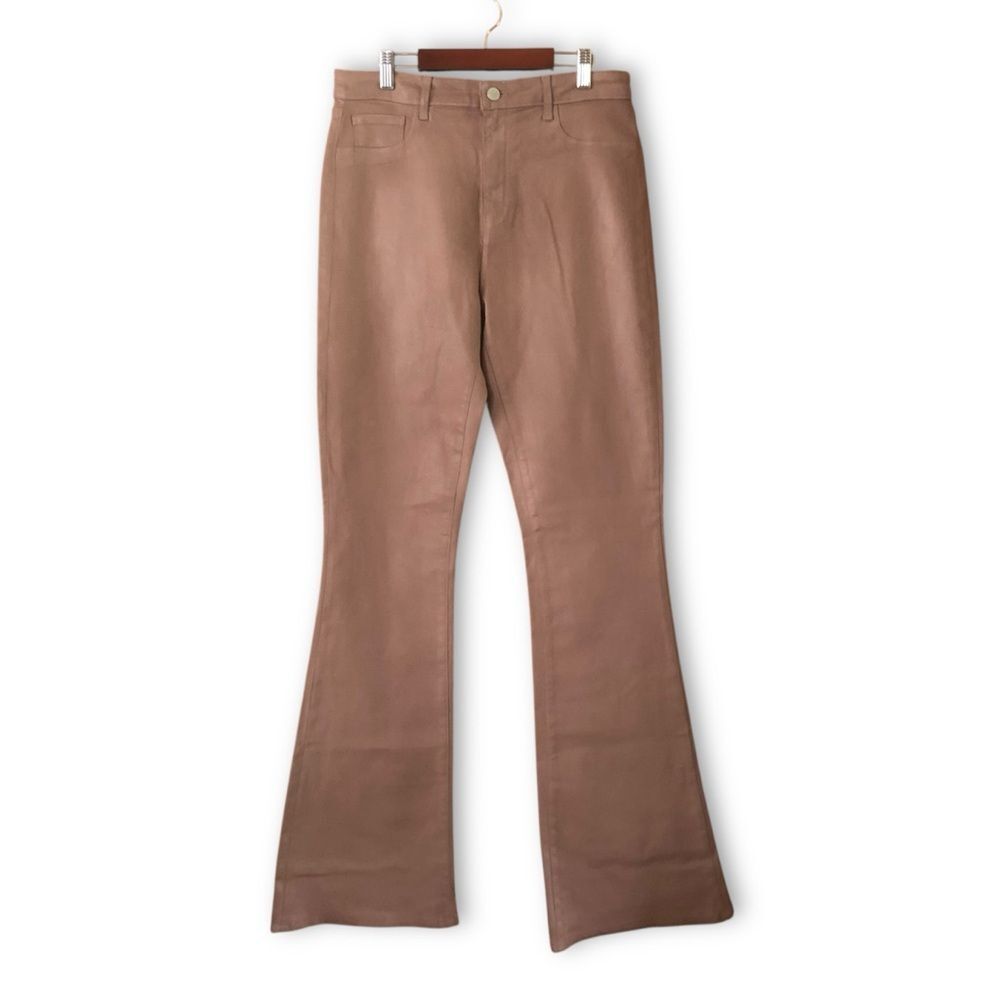 L'Agence Marty Coated Flare Jeans Toffee Brown NWOT Size 32 Retro Neutral